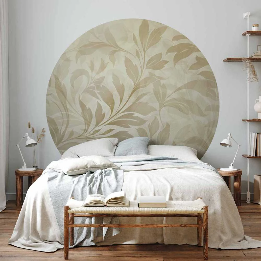 Artgeist Apvalus fototapetas - Sand leaves and vines