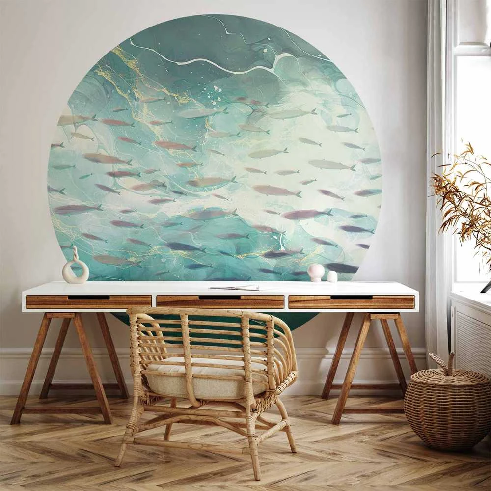Artgeist Apvalus fototapetas - School of small fish