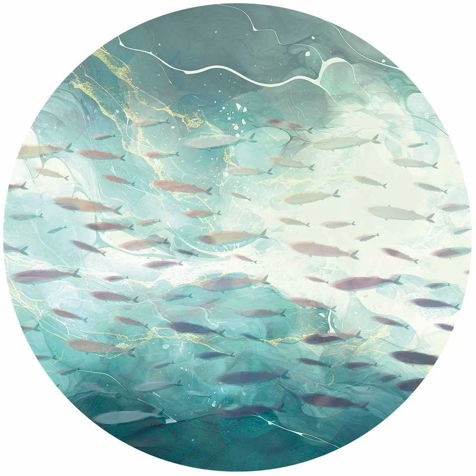 Artgeist Apvalus fototapetas - School of small fish