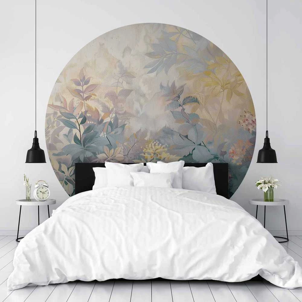 Artgeist Apvalus fototapetas - Tapestry pattern with colourful flowers