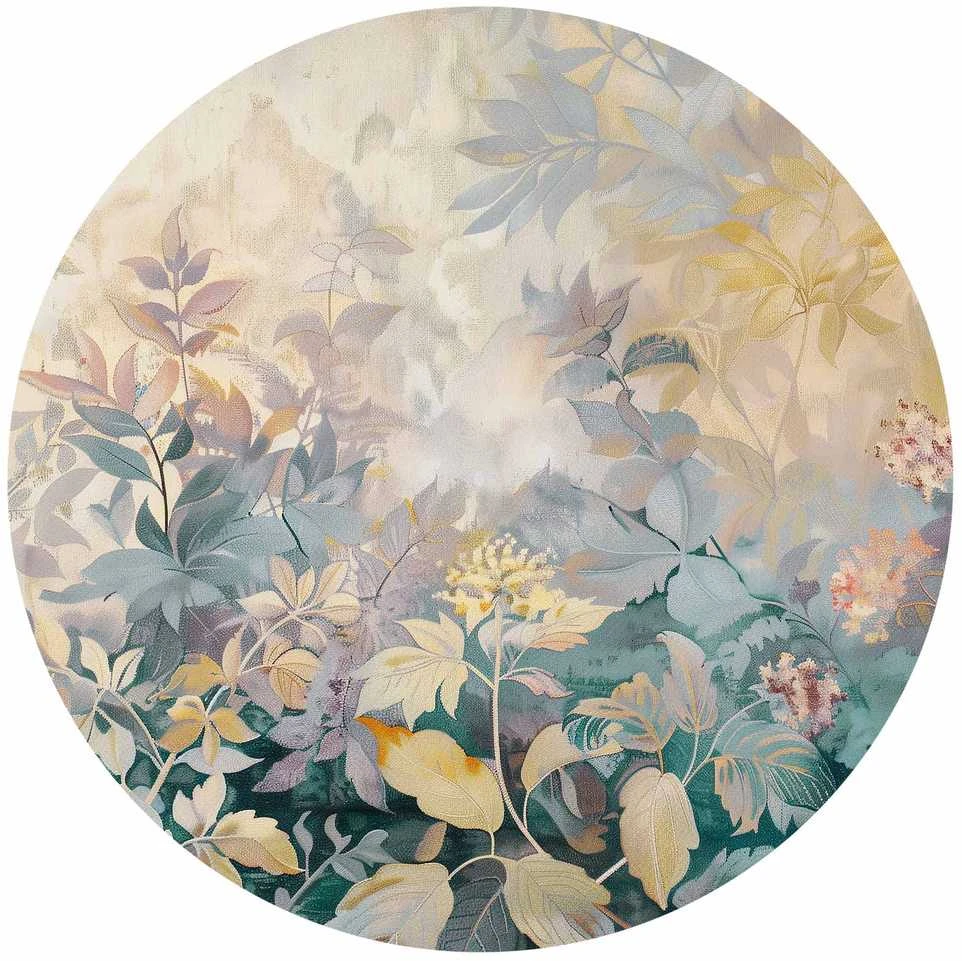 Artgeist Apvalus fototapetas - Tapestry pattern with colourful flowers