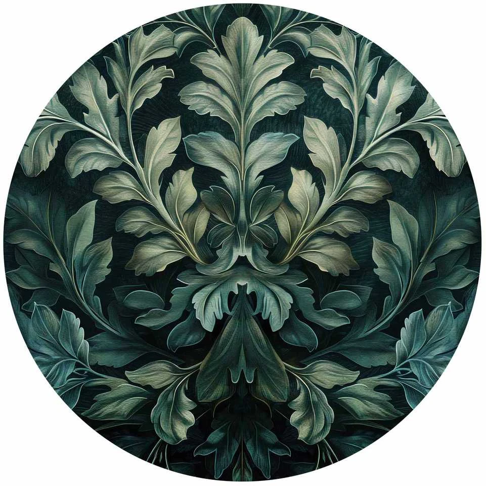 Artgeist Apvalus fototapetas - Victorian leaves in dark greens