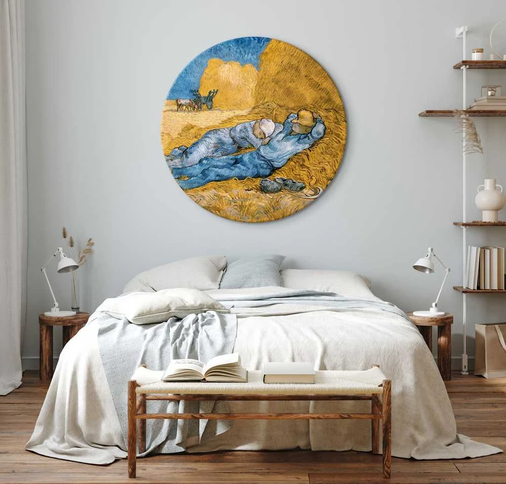 Artgeist Apvalus paveikslas ant drobės - Noon: Rest from Work (Vincent Van Gogh)