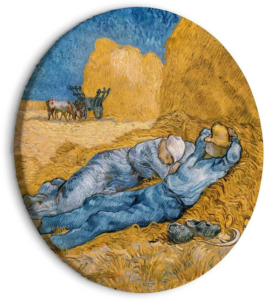 Artgeist Apvalus paveikslas ant drobės - Noon: Rest from Work (Vincent Van Gogh)