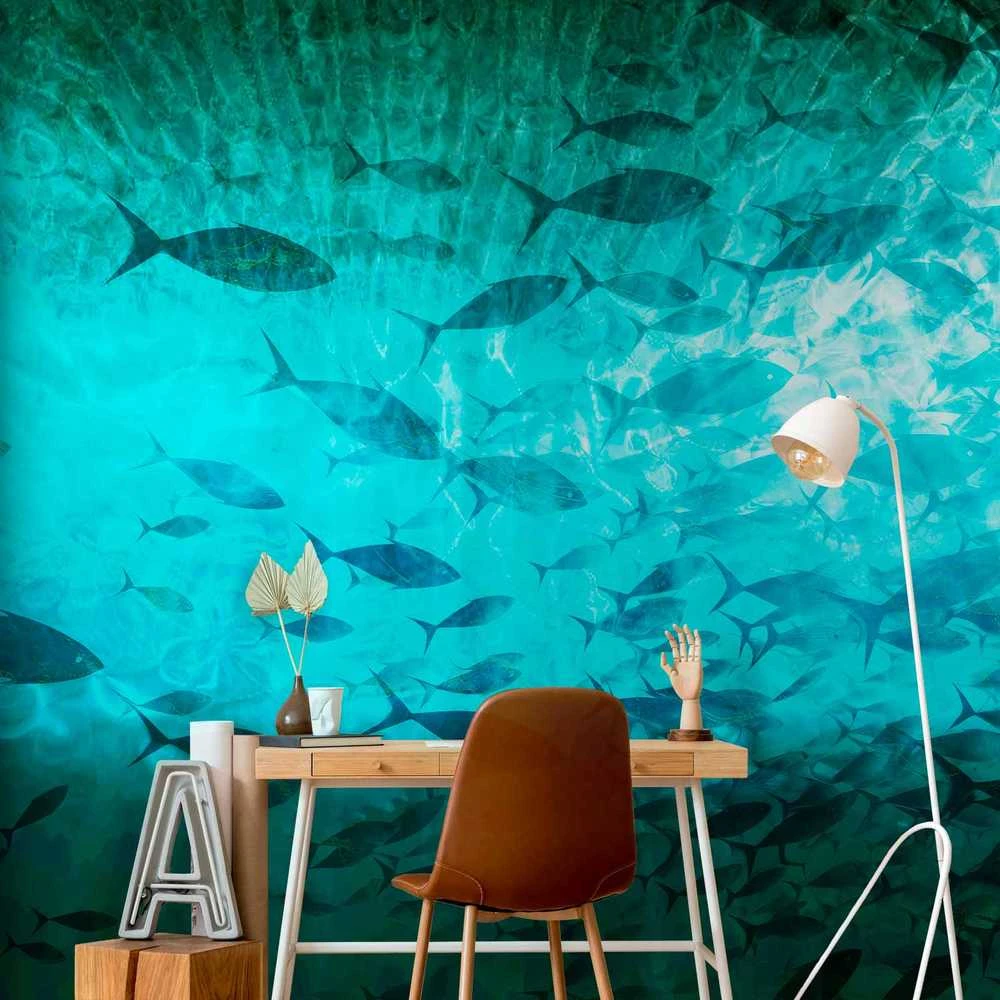 Artgeist Fototapetas - A shoal of dark fish