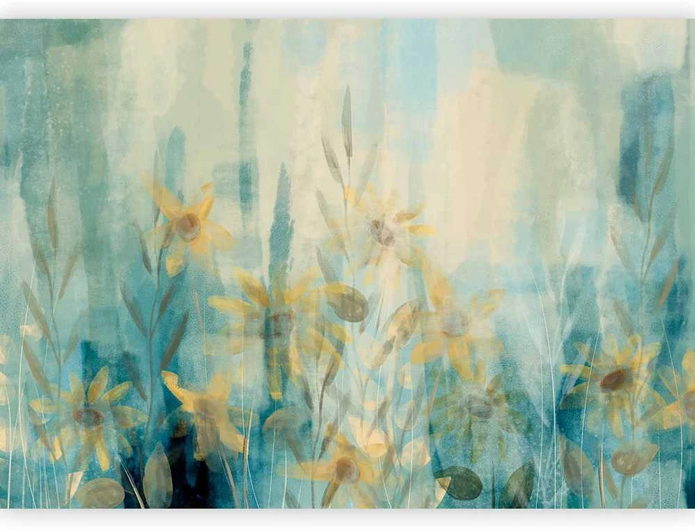 Artgeist Fototapetas - A touch of summer - floral motif with a meadow of flowers in mėlynas tones