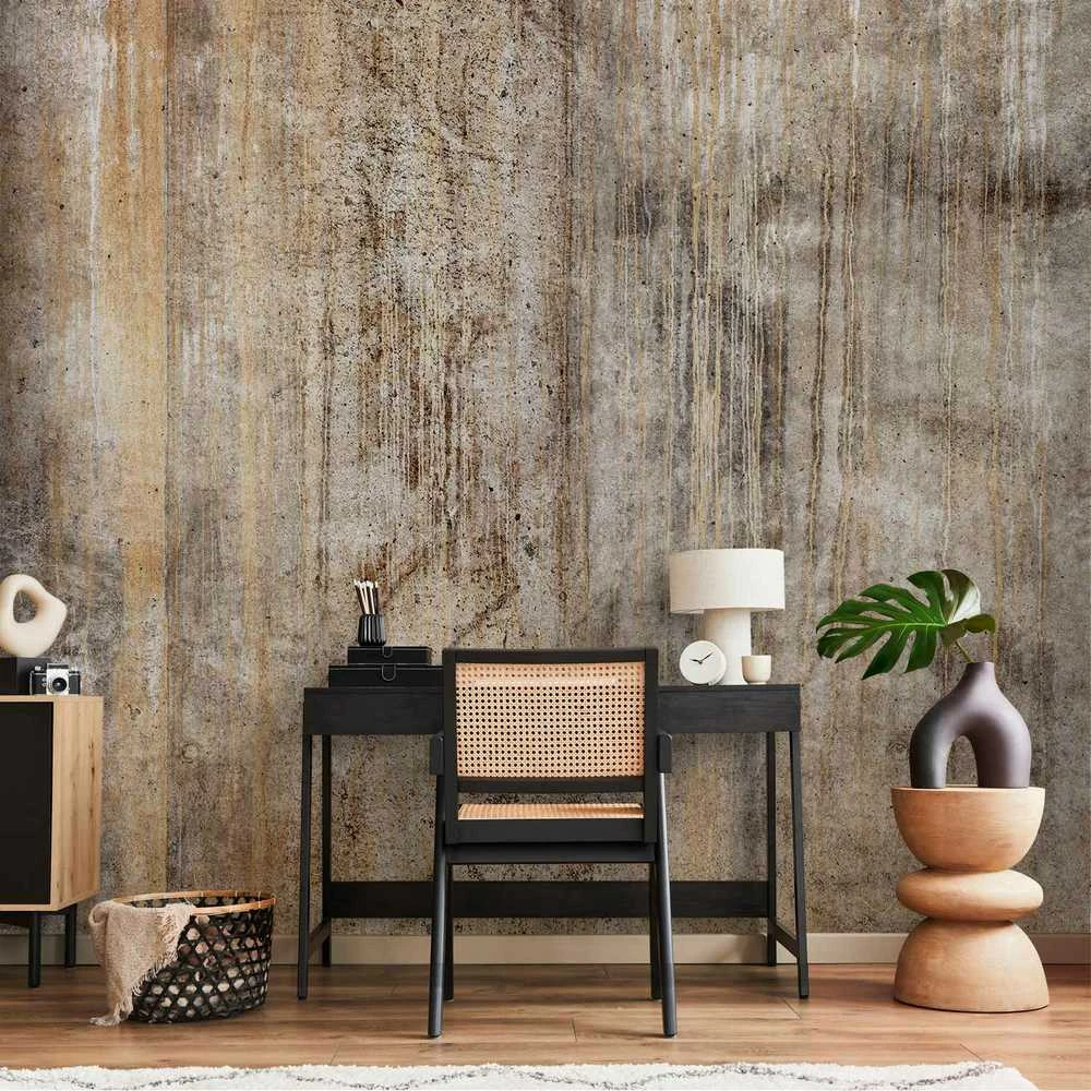 Artgeist Fototapetas - Abstract beige - background with juodas textured concrete patterns