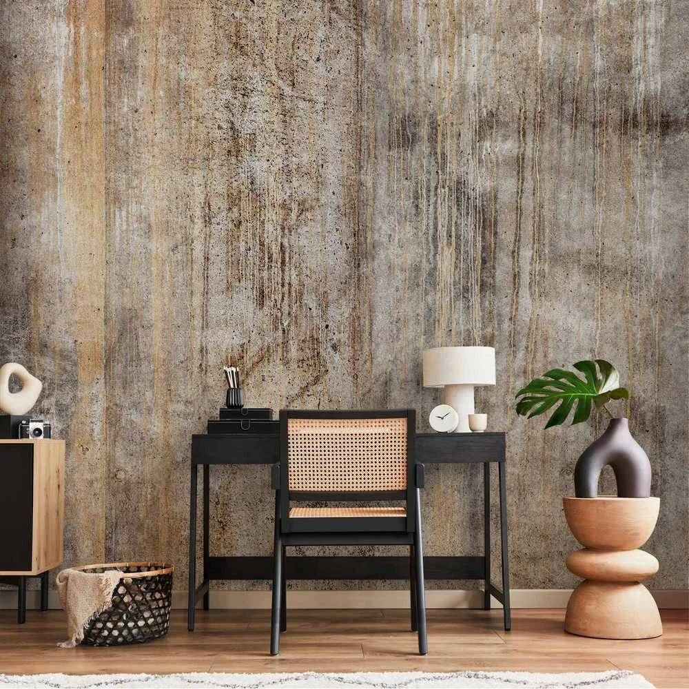 Artgeist Fototapetas - Abstract beige - background with juodas textured concrete patterns