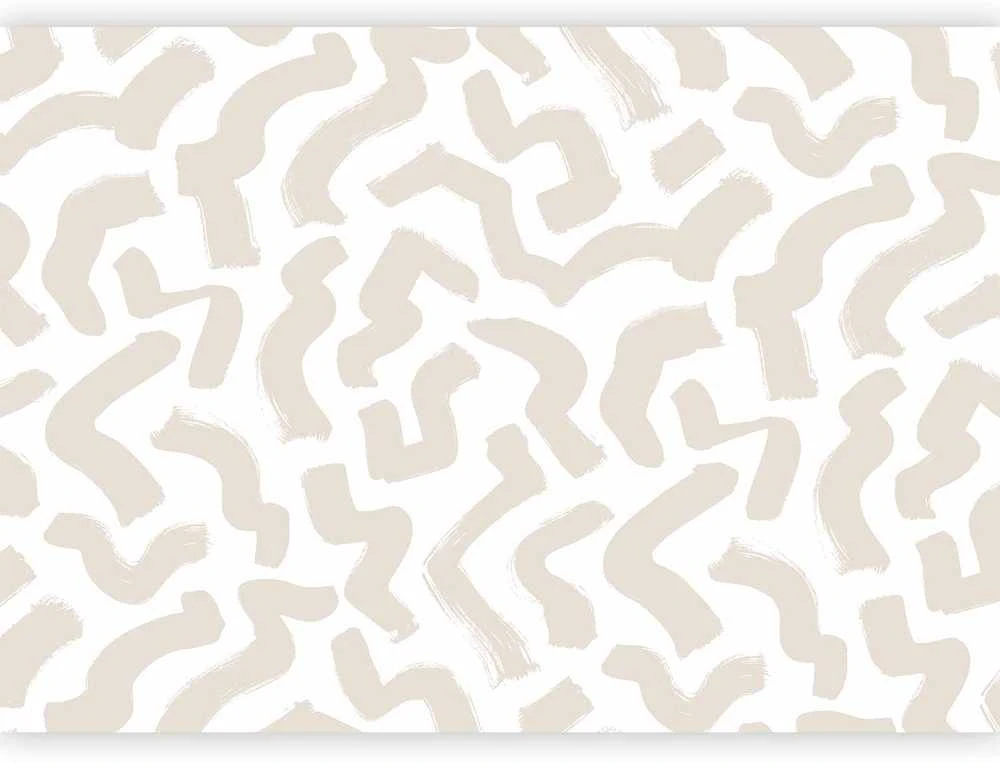 Artgeist Fototapetas - Abstract composition - beige patterns in shapes on a baltas background