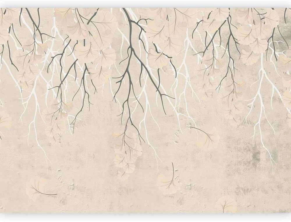 Artgeist Fototapetas - Abstract falling leaves - subtle nature motif with branches