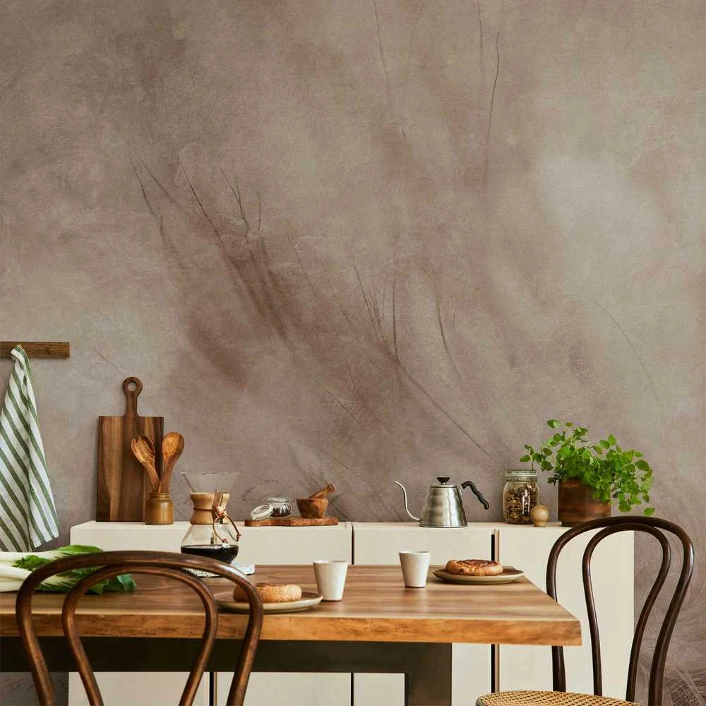 Artgeist Fototapetas - Abstract scandi boho - delicate composition with lettering and flowers