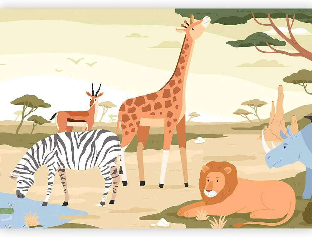 Artgeist Fototapetas - Animals From Jungle Vector Illustration