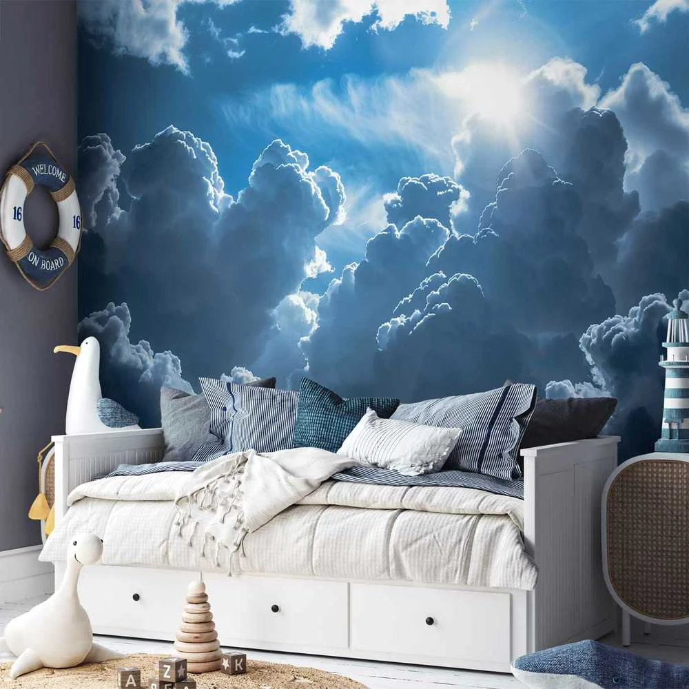 Artgeist Fototapetas - Animated Scenery: The Sun Battling with Clouds