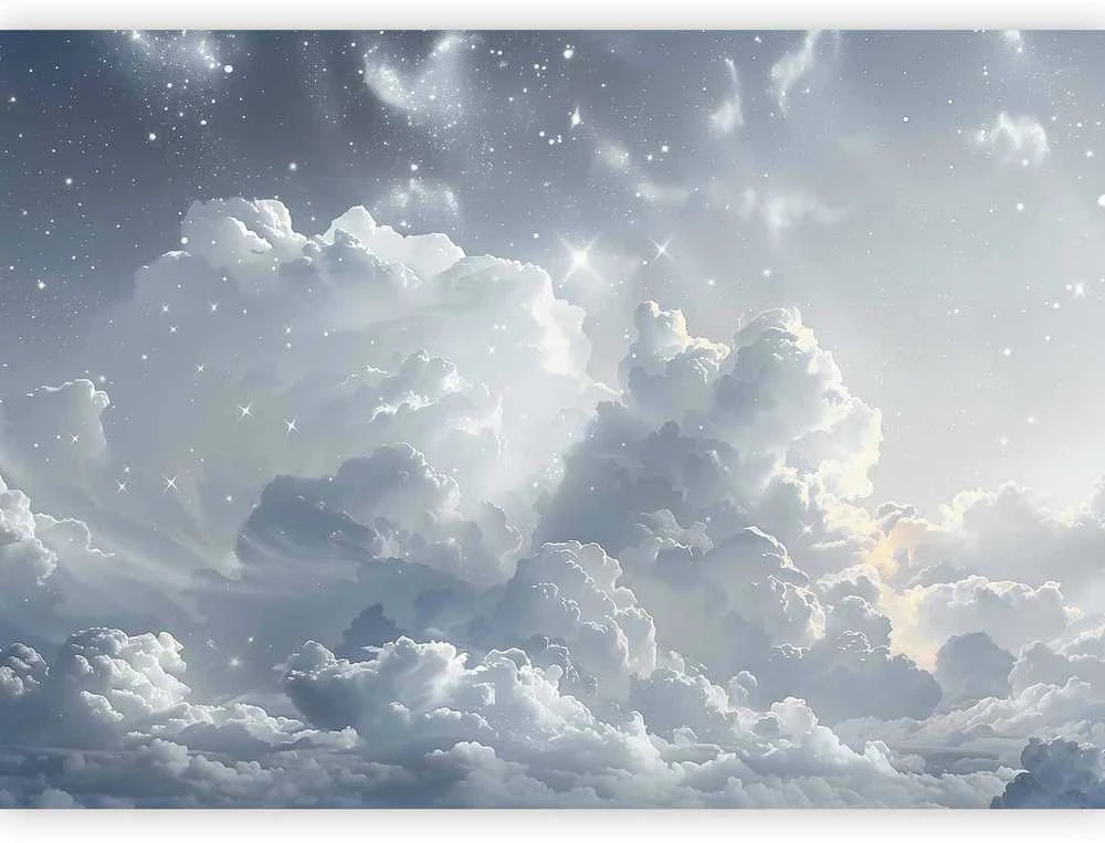 Artgeist Fototapetas - Astral Calm: Stars Scattered Over Delicate Clouds