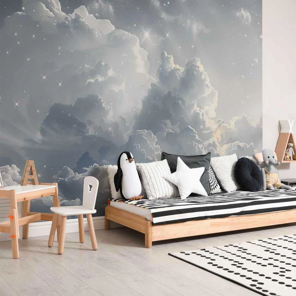 Artgeist Fototapetas - Astral Calm: Stars Scattered Over Delicate Clouds