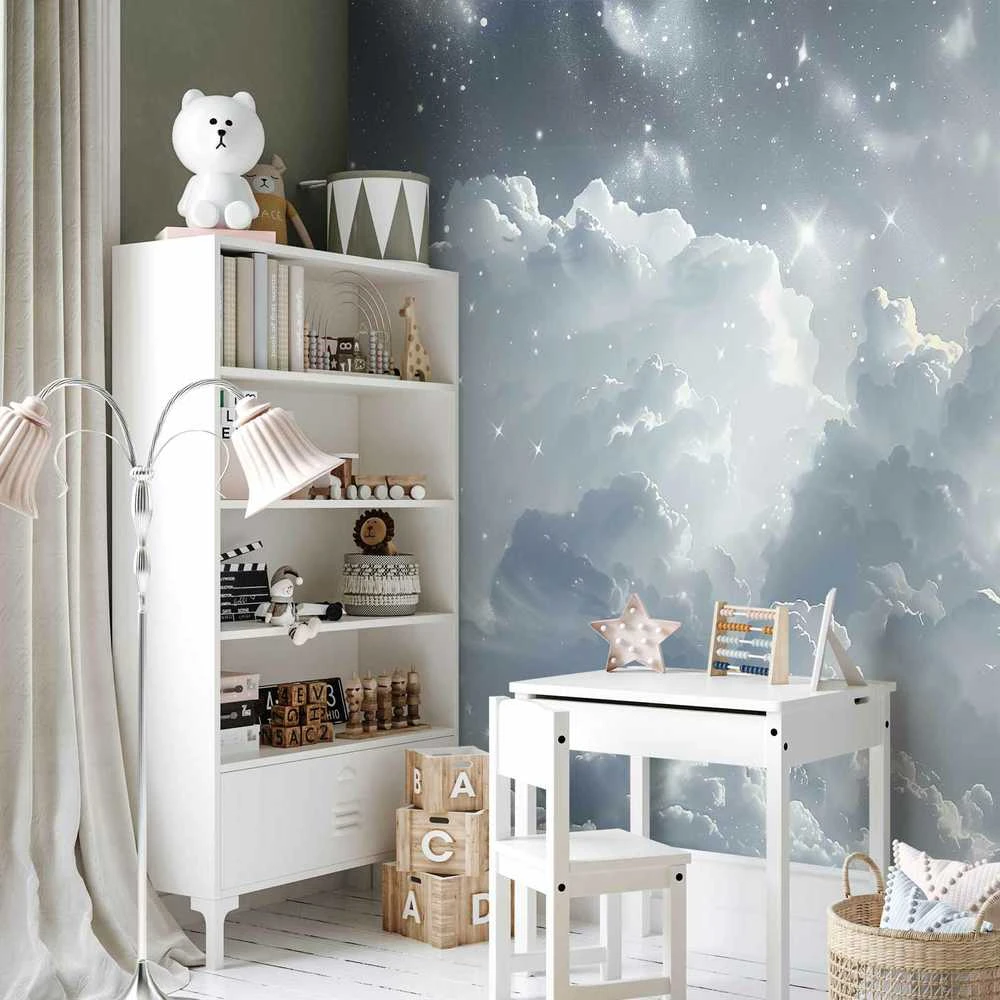 Artgeist Fototapetas - Astral Calm: Stars Scattered Over Delicate Clouds