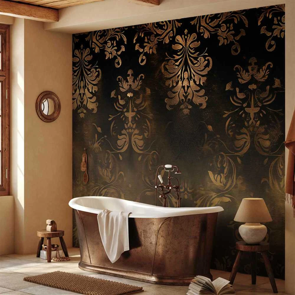 Artgeist Fototapetas - Baroque Ornaments in Patinated Gold and Browns: Retro Motif