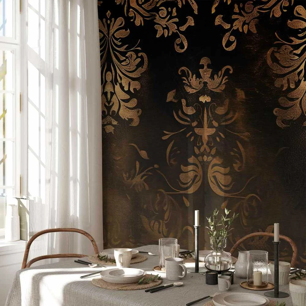 Artgeist Fototapetas - Baroque Ornaments in Patinated Gold and Browns: Retro Motif