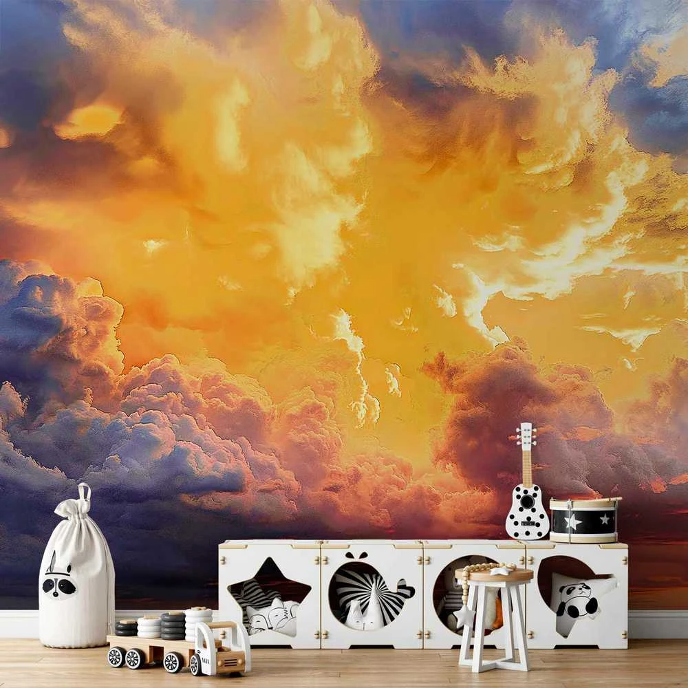 Artgeist Fototapetas - Beautiful Sunset - Clouds in Warm Shades