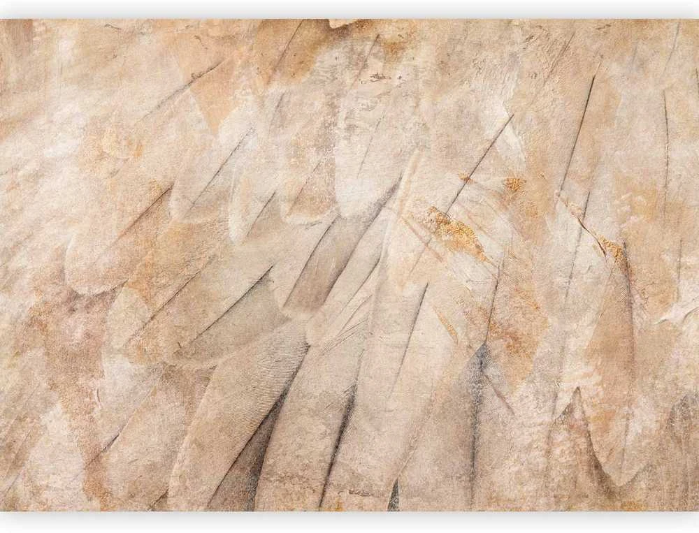 Artgeist Fototapetas - Bird's wings - minimalist close-up on beige feathers with pattern