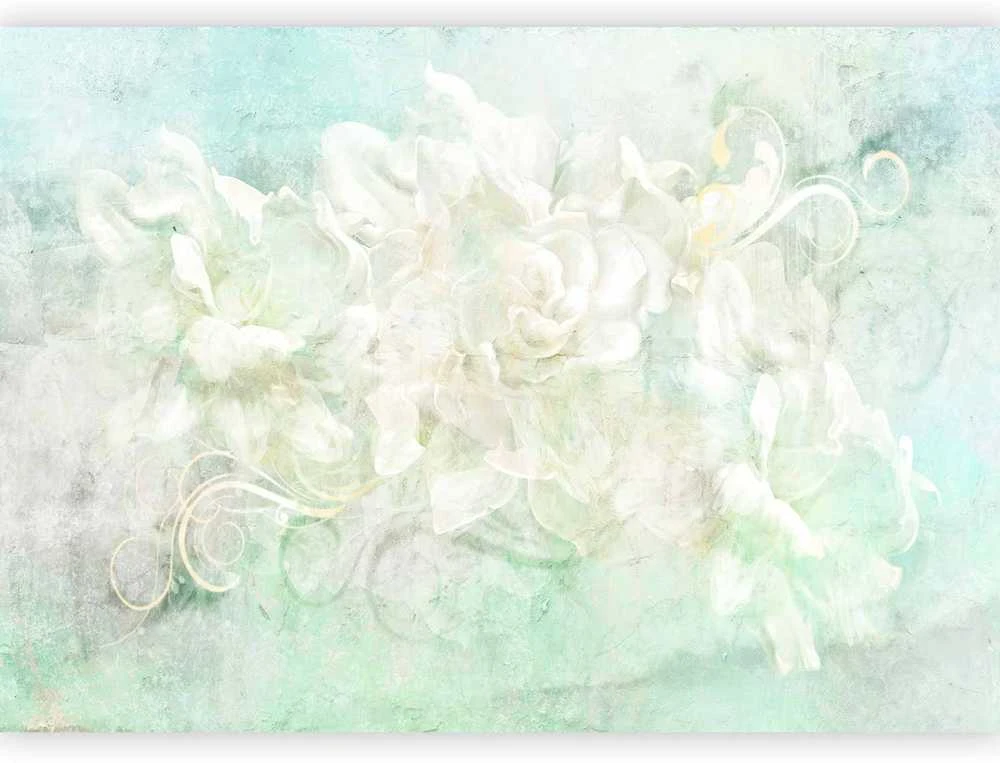 Artgeist Fototapetas - Blossoming among pastels - abstract with floral motif and patterns
