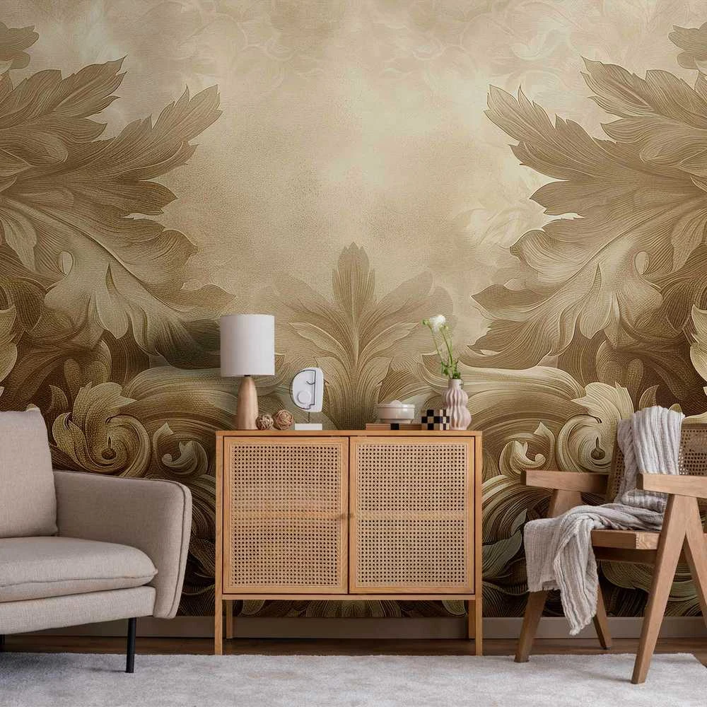 Artgeist Fototapetas - Carved Baroque Ornaments: Rich Composition in Sepia Colors