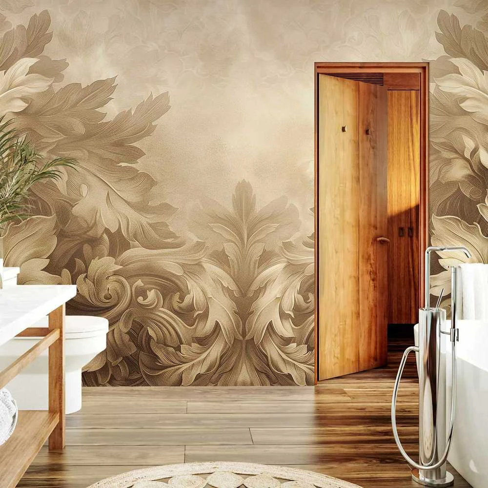 Artgeist Fototapetas - Carved Baroque Ornaments: Rich Composition in Sepia Colors