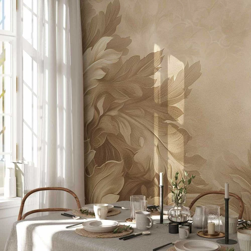 Artgeist Fototapetas - Carved Baroque Ornaments: Rich Composition in Sepia Colors