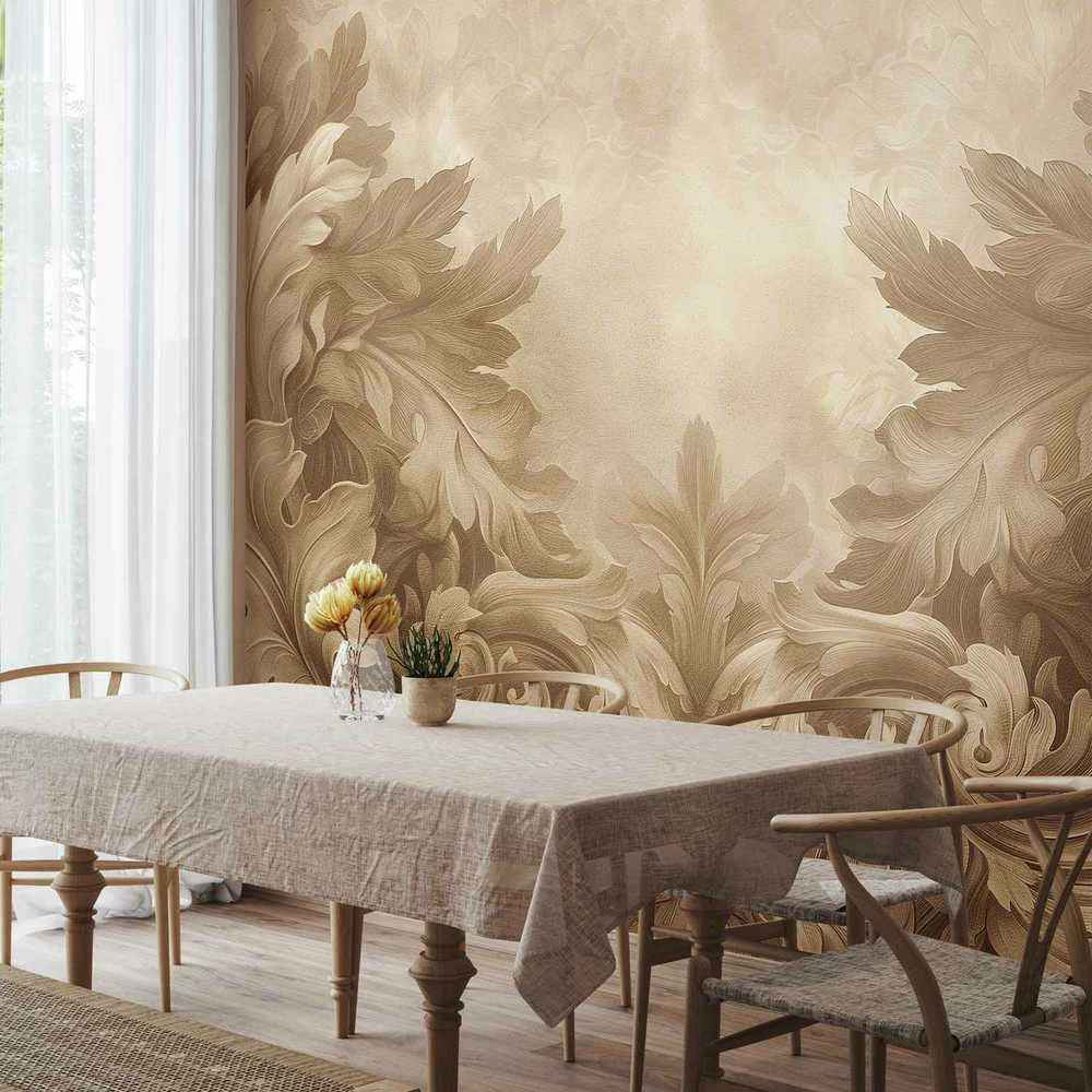 Artgeist Fototapetas - Carved Baroque Ornaments: Rich Composition in Sepia Colors