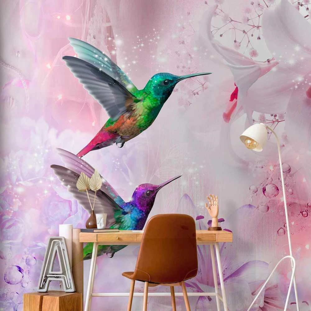 Artgeist Fototapetas - Colourful Hummingbirds (Violetinė)