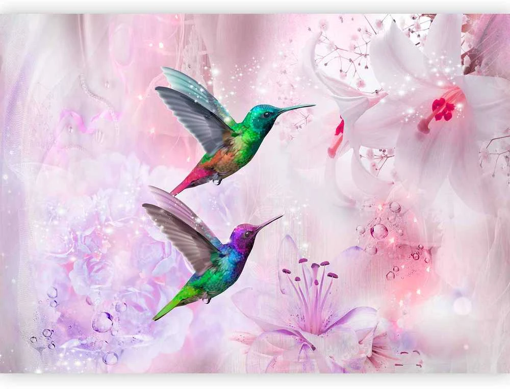 Artgeist Fototapetas - Colourful Hummingbirds (Violetinė)
