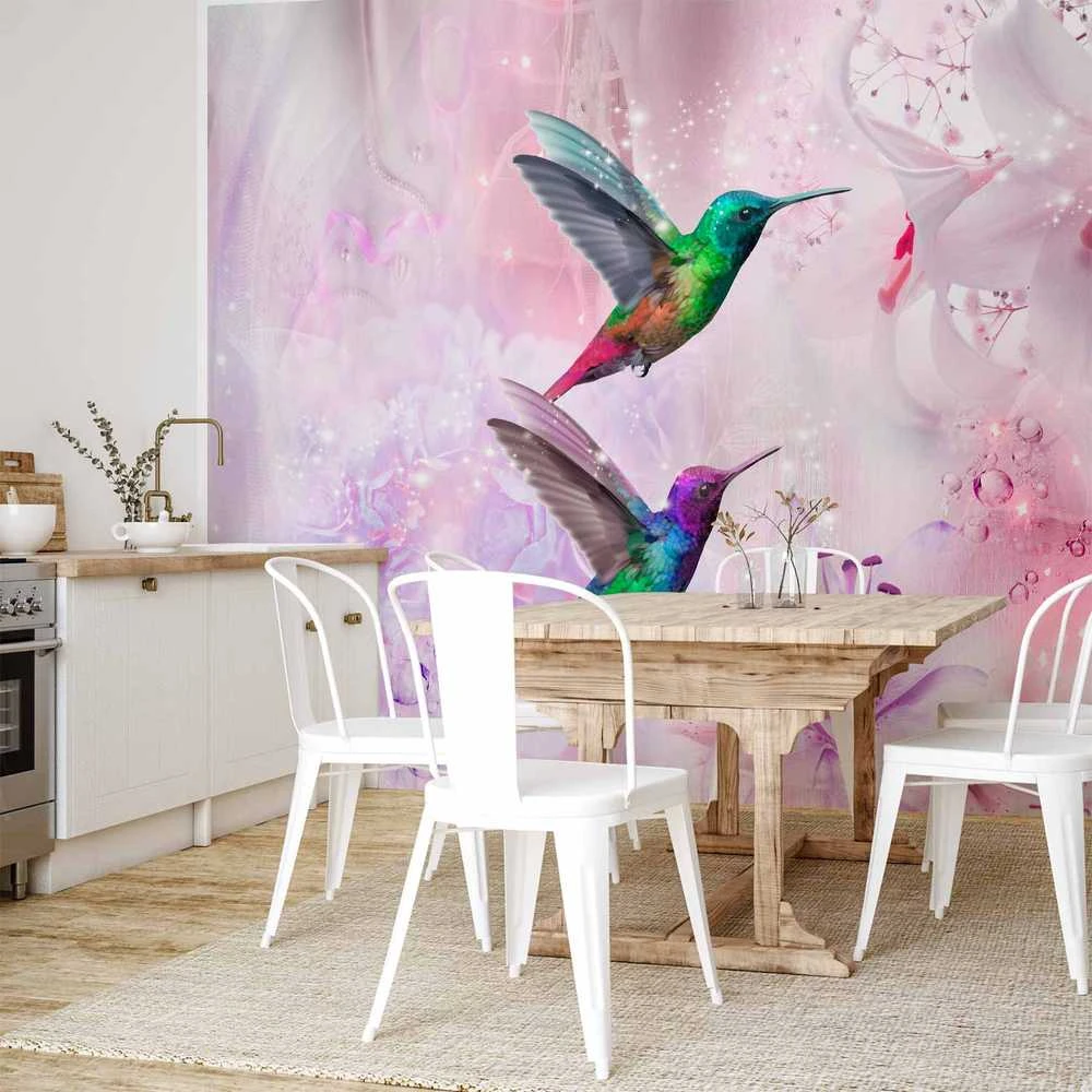 Artgeist Fototapetas - Colourful Hummingbirds (Violetinė)