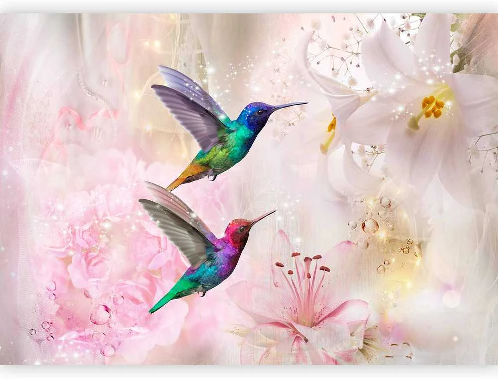 Artgeist Fototapetas - Colourful Hummingbirds (Rožinė)