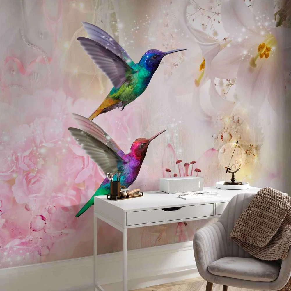 Artgeist Fototapetas - Colourful Hummingbirds (Rožinė)