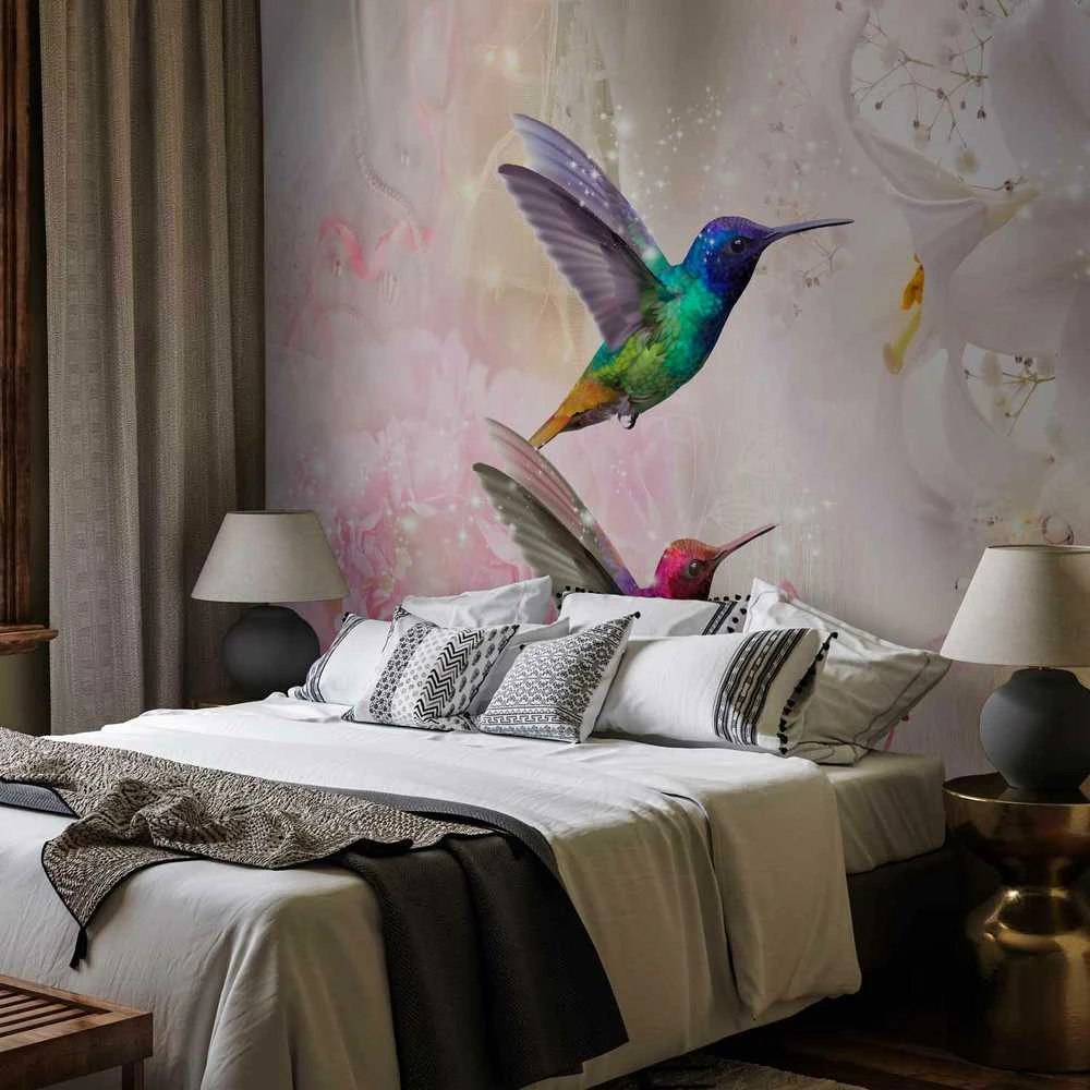 Artgeist Fototapetas - Colourful Hummingbirds (Rožinė)