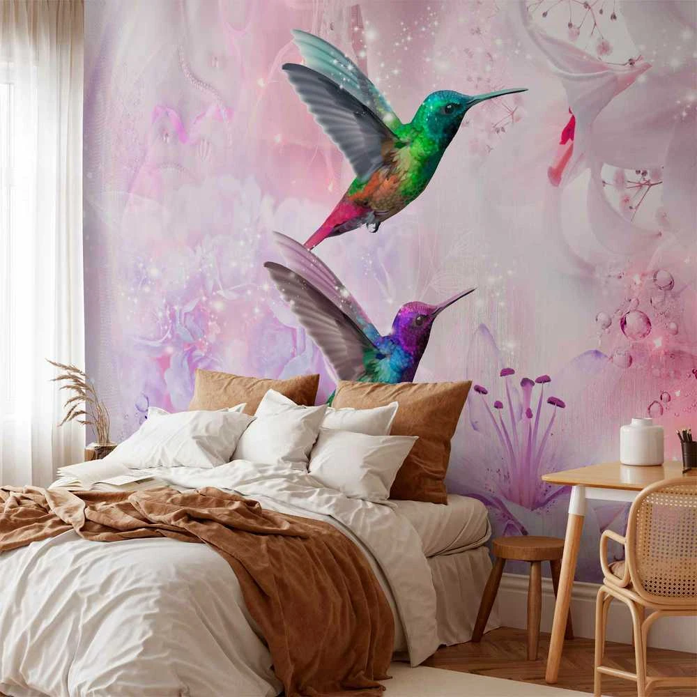 Artgeist Fototapetas - Colourful Hummingbirds (Violetinė)