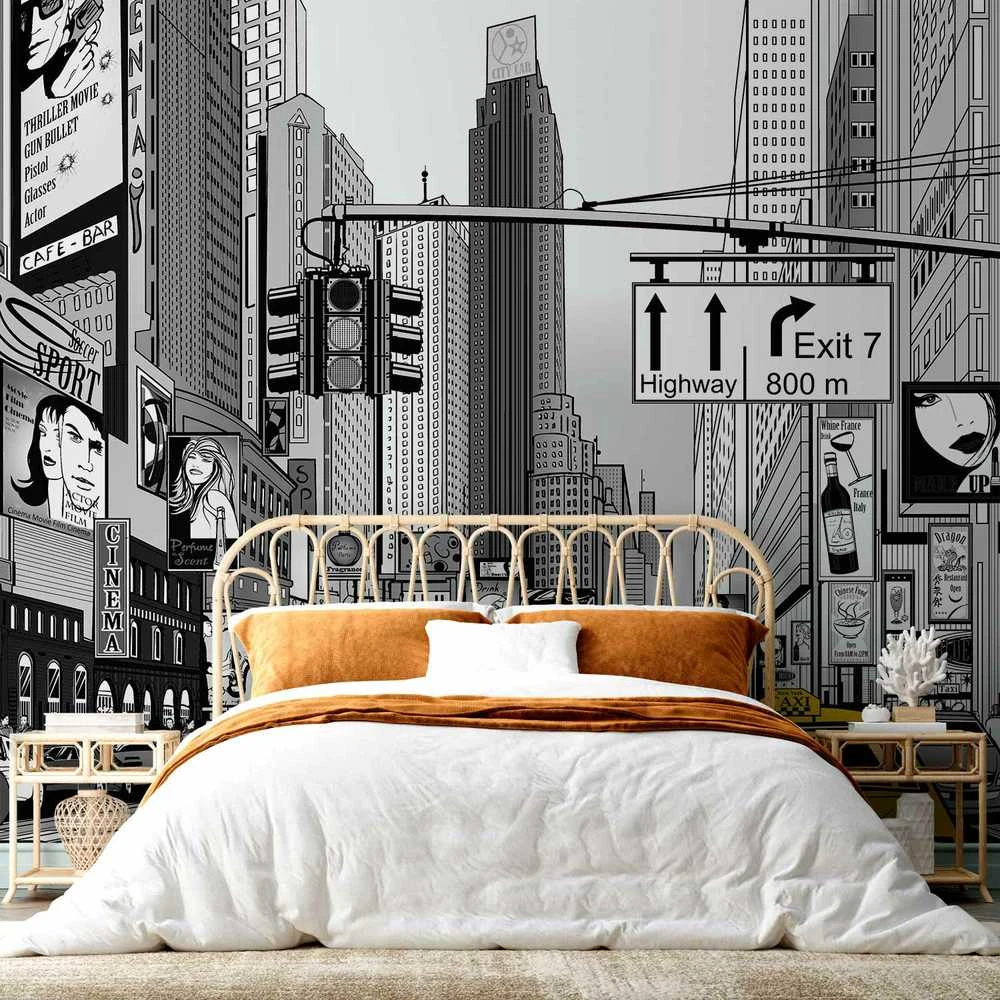 Artgeist Fototapetas - Comic book city - New York street in pop art style
