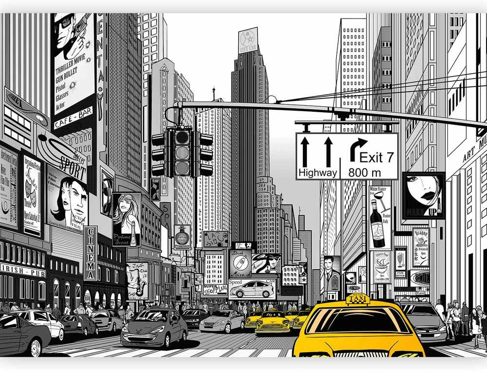 Artgeist Fototapetas - Comic book city - New York street in pop art style