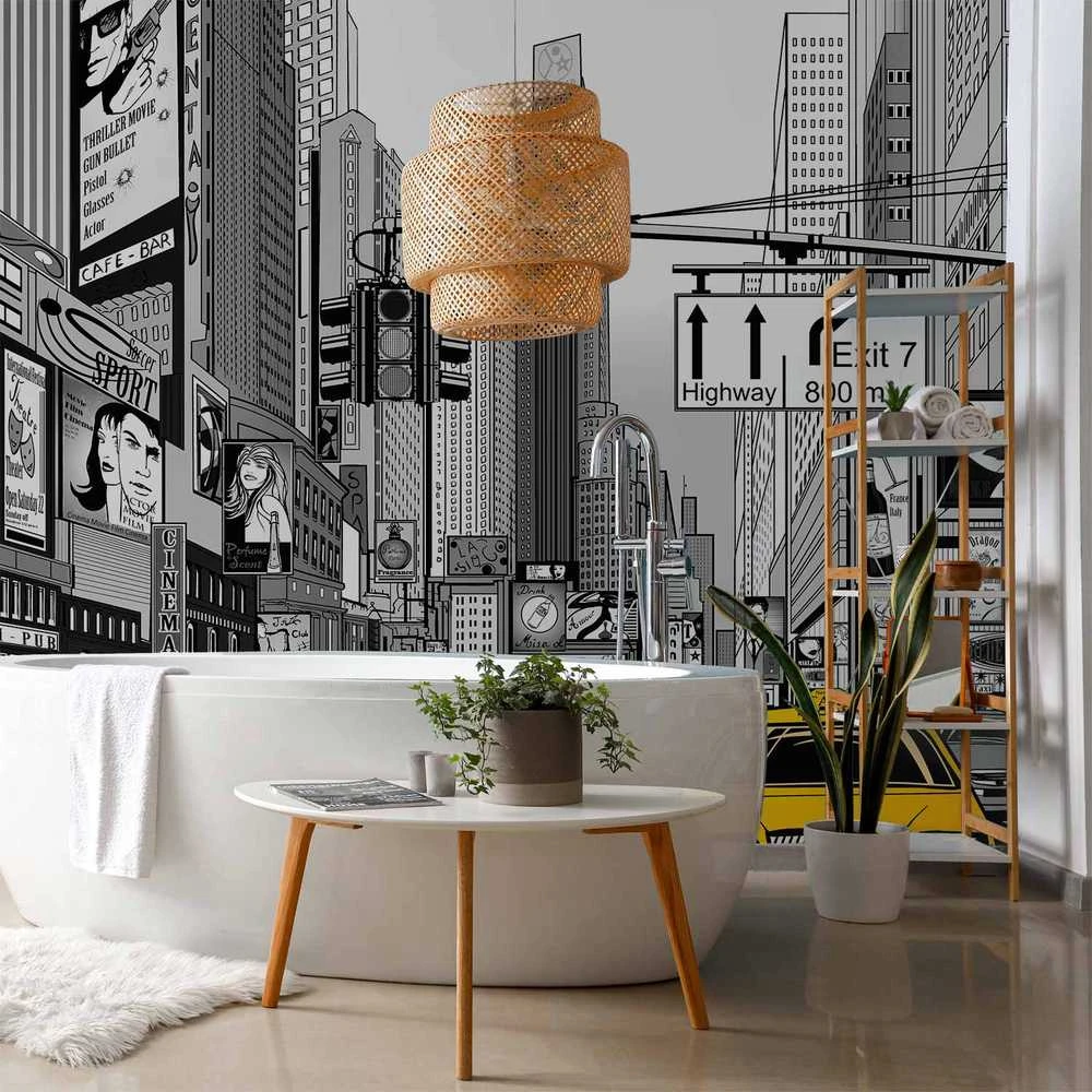 Artgeist Fototapetas - Comic book city - New York street in pop art style