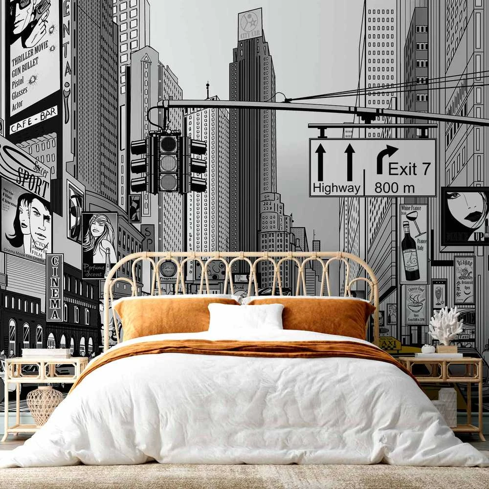 Artgeist Fototapetas - Comic book city - New York street in pop art style