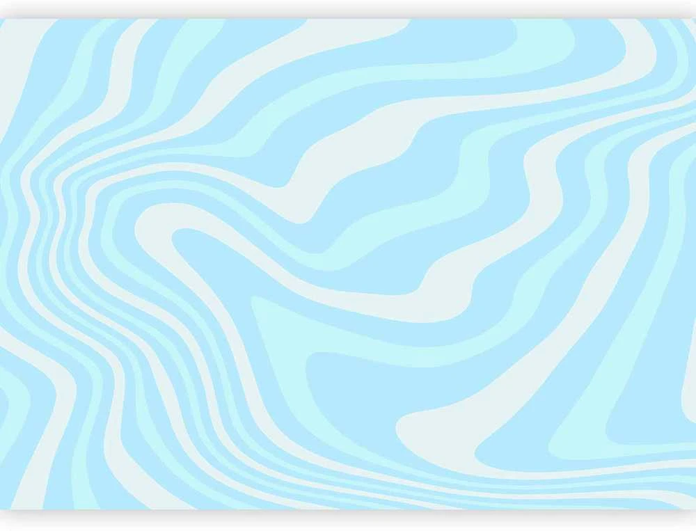 Artgeist Fototapetas - Composition in Blues and Whites - Harmonious Abstract Waves in a Cool Color Tone
