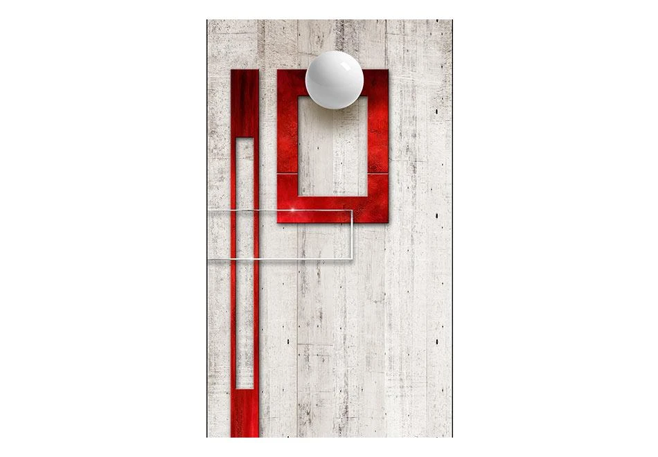 Artgeist Tapetas - Concrete, red frames and baltas knobs