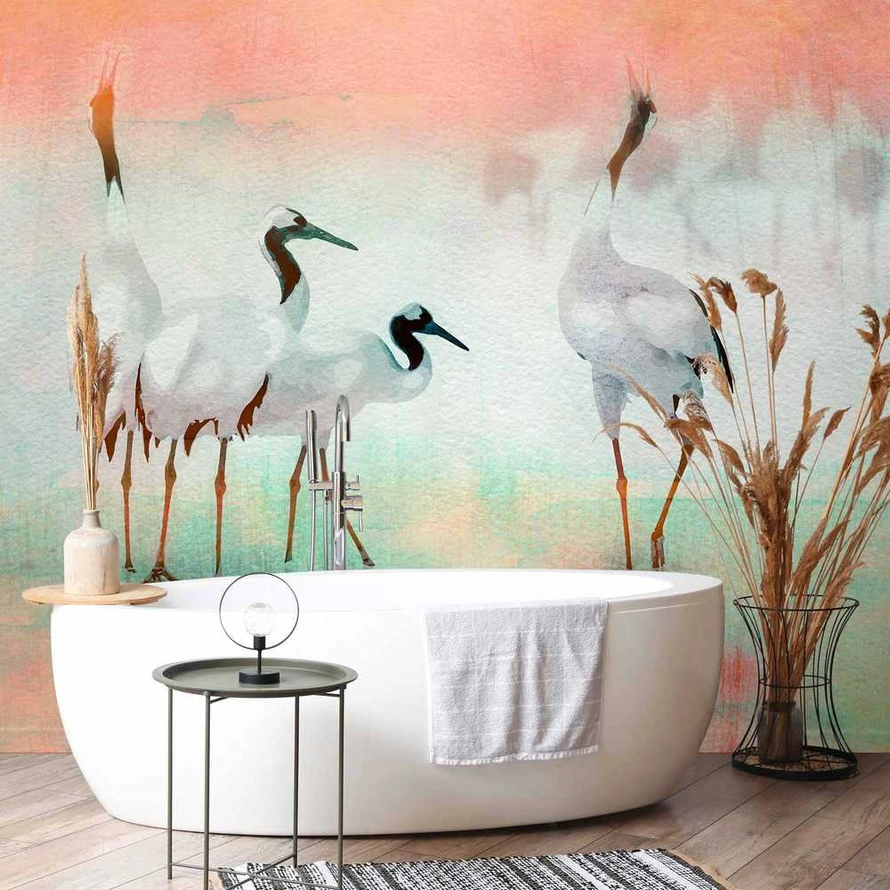 Artgeist Fototapetas - Cranes in Pastels