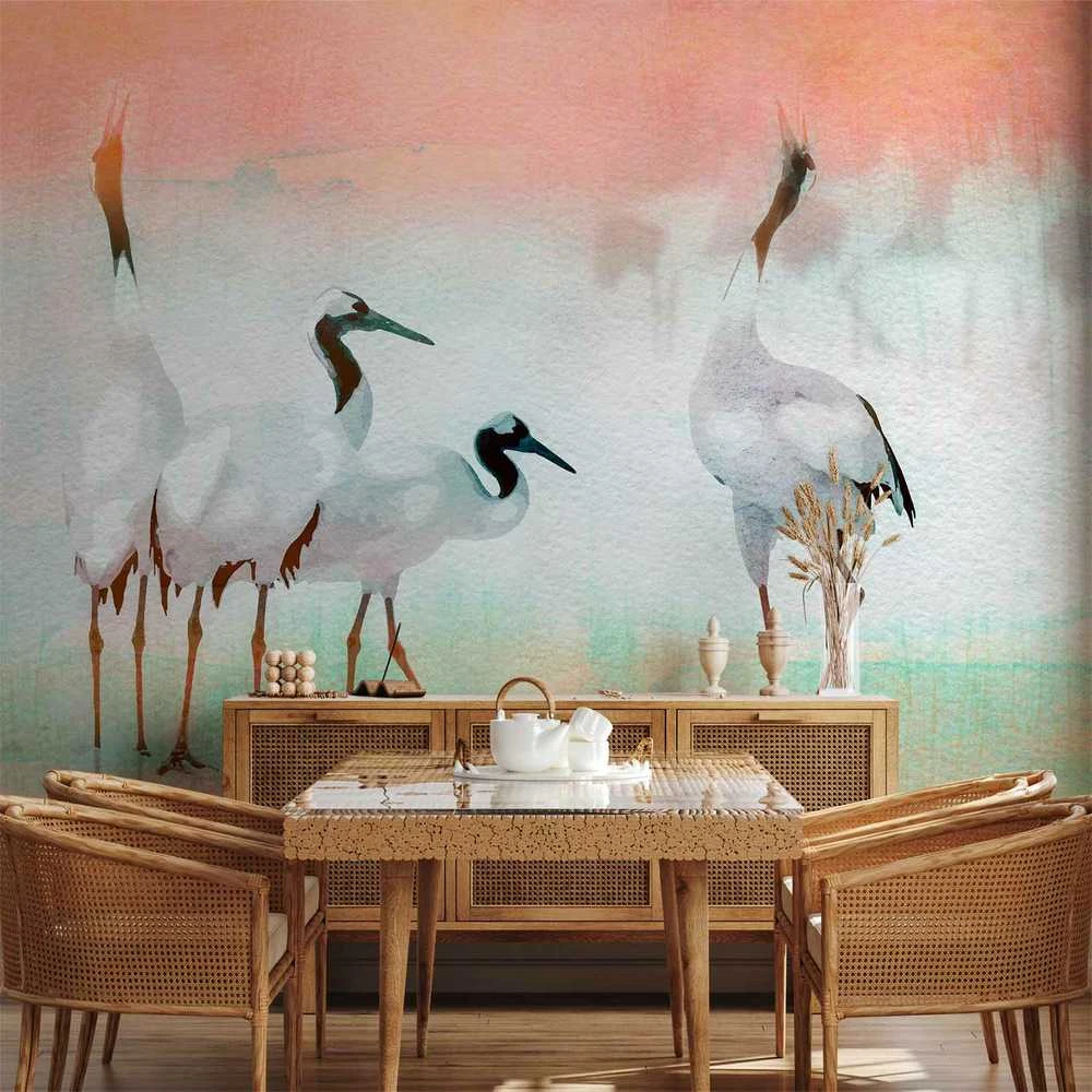 Artgeist Fototapetas - Cranes in Pastels