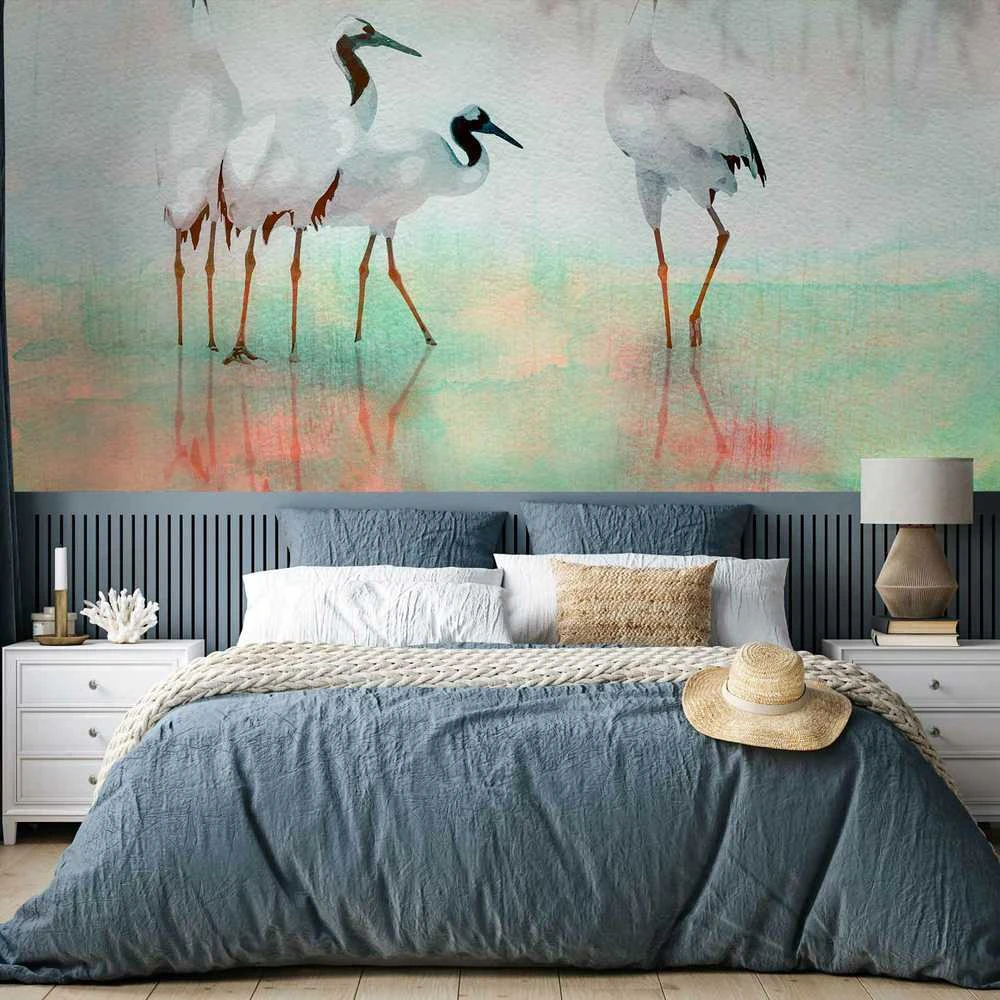 Artgeist Fototapetas - Cranes in Pastels