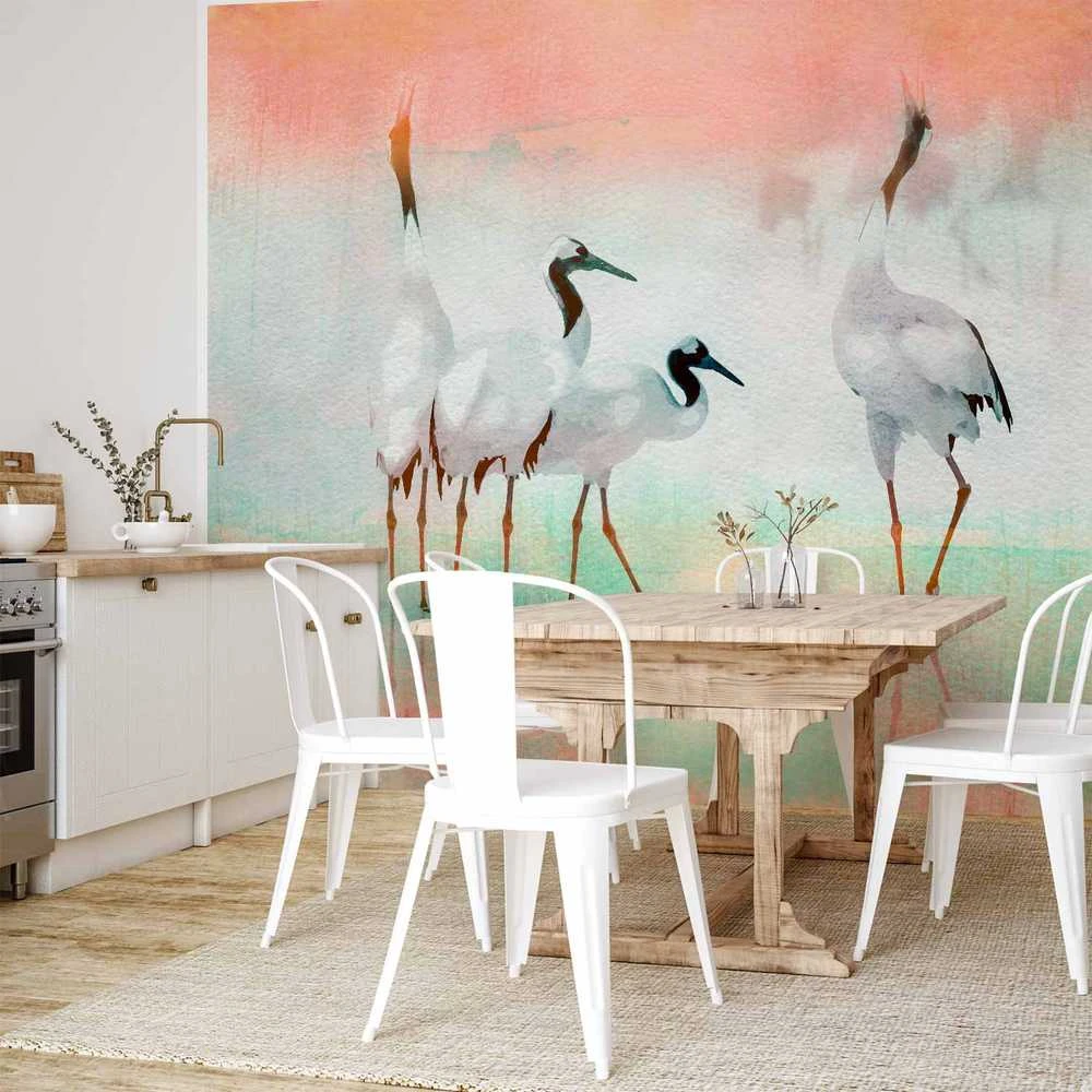 Artgeist Fototapetas - Cranes in Pastels