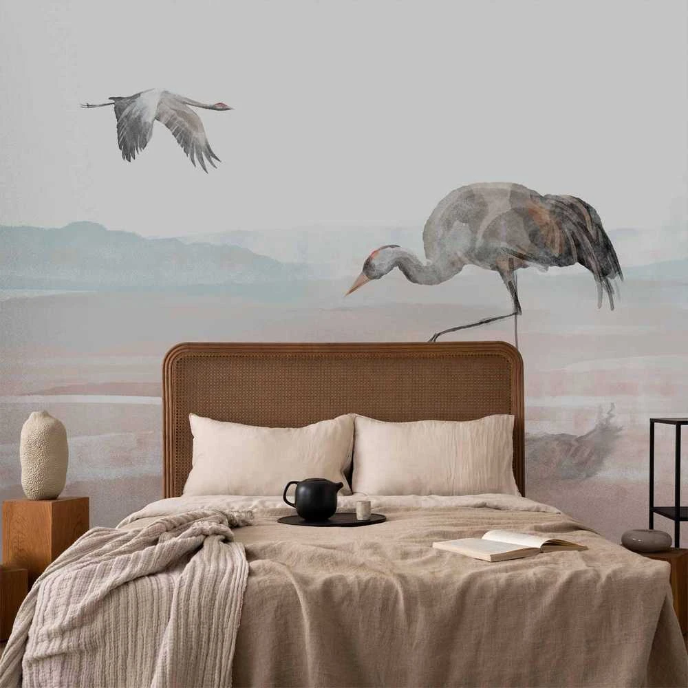 Artgeist Fototapetas - Cranes Over the Water