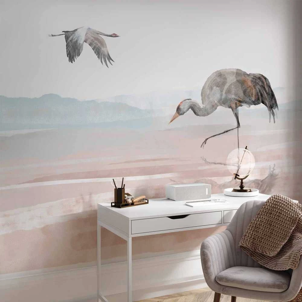 Artgeist Fototapetas - Cranes Over the Water