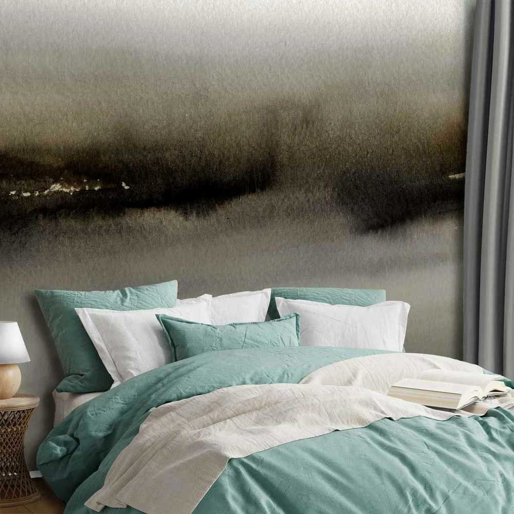 Artgeist Fototapetas - Diuna - abstract modern painting in pilkas with juodas pattern
