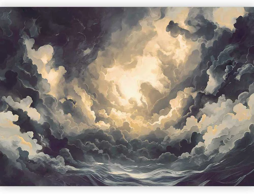 Artgeist Fototapetas - Epic Light Play: The Sun Battling for Dominance Over the Clouds